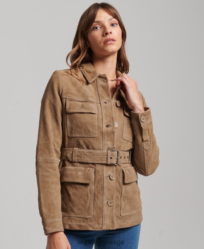 Superdry beige klær 86P46D3522 studios semsket safarijakke kvinner