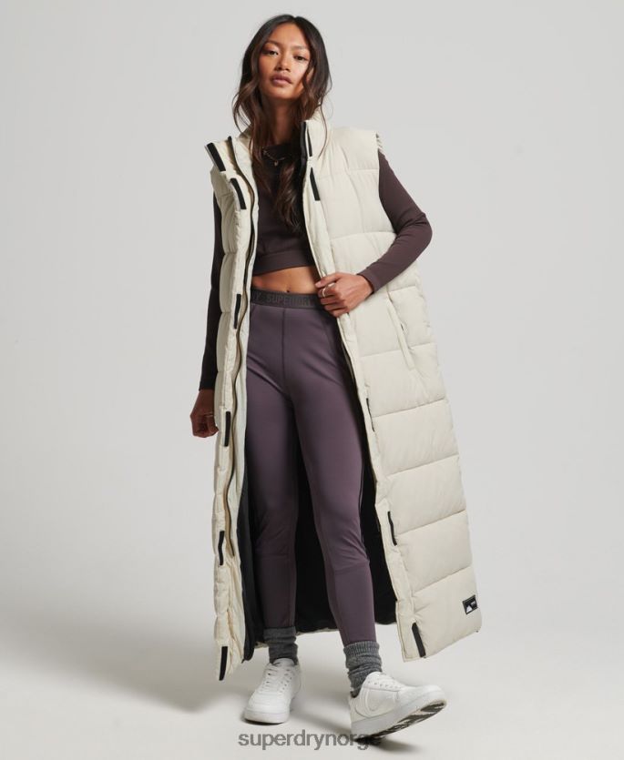 Superdry beige klær 86P46D3651 ripstop langline puffer gilet kvinner