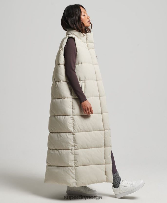 Superdry beige klær 86P46D3651 ripstop langline puffer gilet kvinner