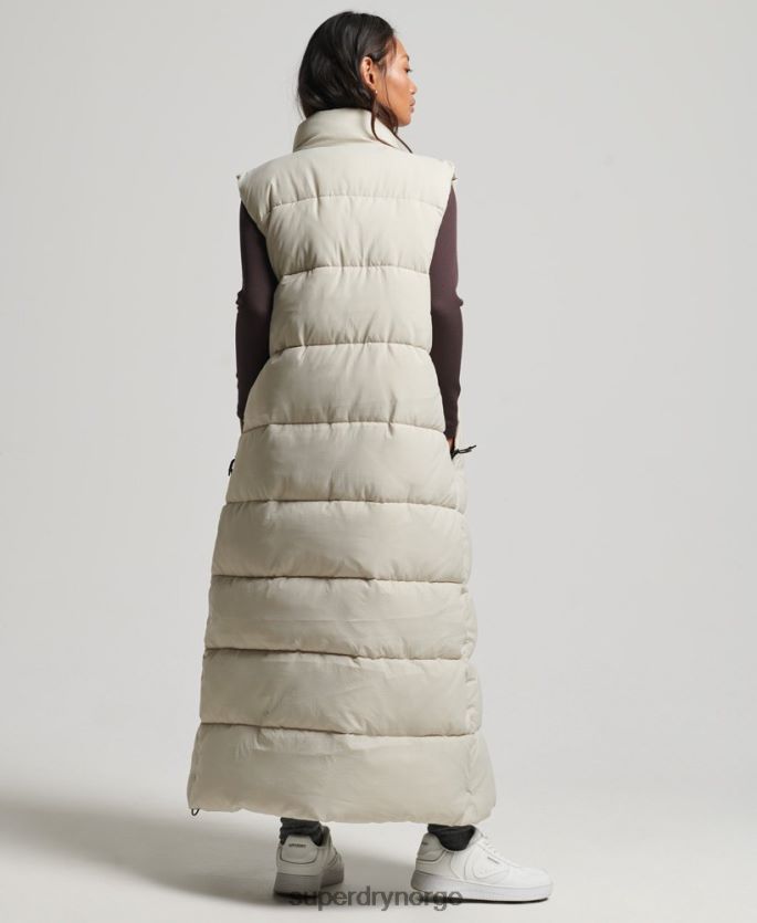 Superdry beige klær 86P46D3651 ripstop langline puffer gilet kvinner
