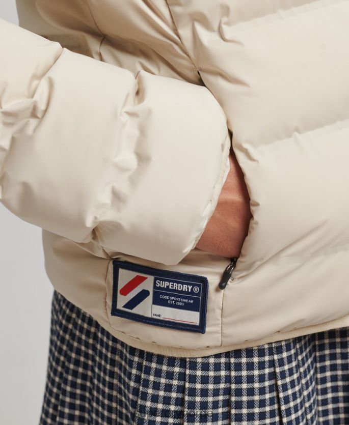 Superdry beige klær 86P46D3679 varmeforseglet polstret jakke kvinner