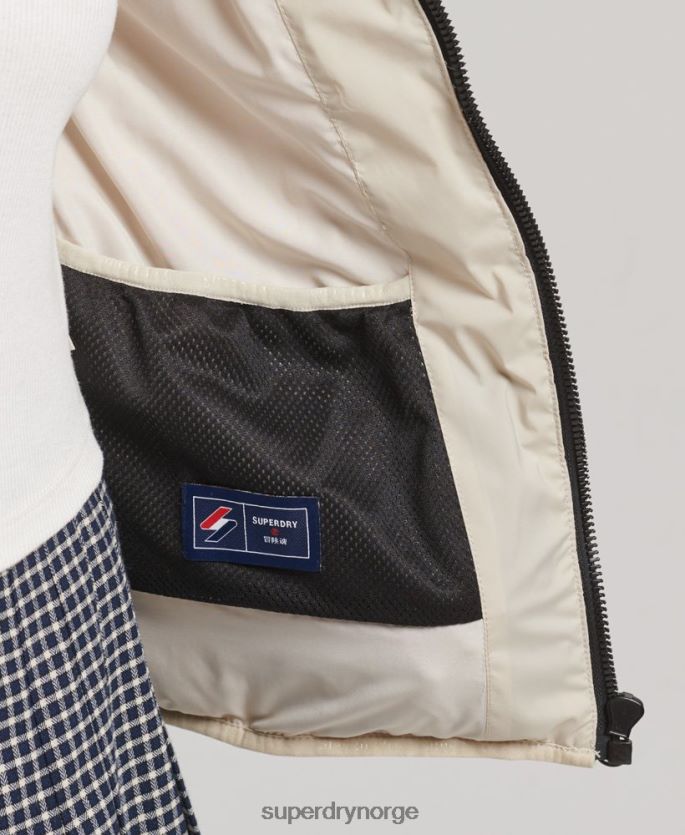 Superdry beige klær 86P46D3679 varmeforseglet polstret jakke kvinner