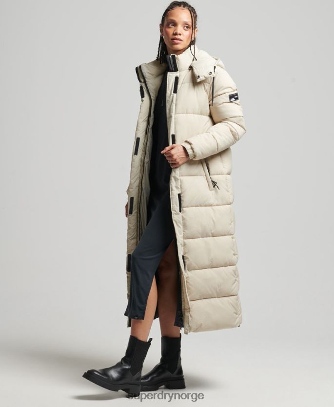 Superdry beige klær 86P46D3756 ripstop longline pufferjakke kvinner