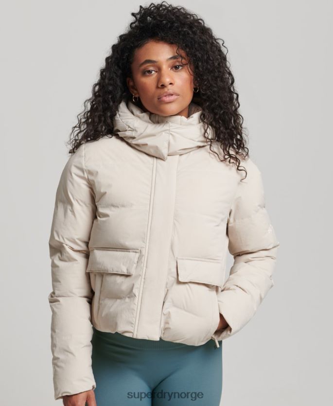 Superdry beige klær 86P46D5548 train boxy puffer jakke kvinner