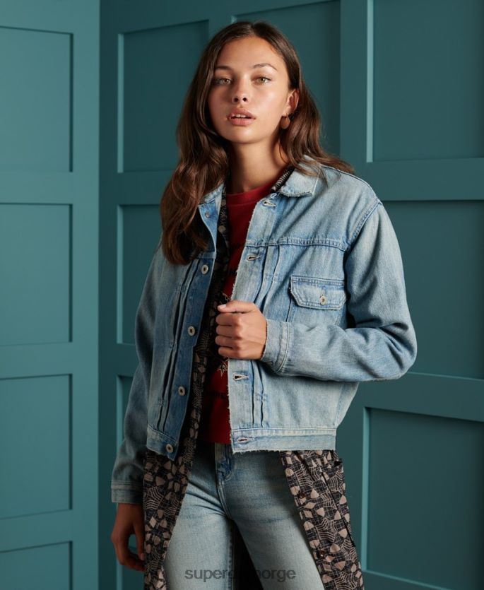 Superdry blå klær 86P46D3846 begrenset opplag tørr japansk arbeidsjakke kvinner