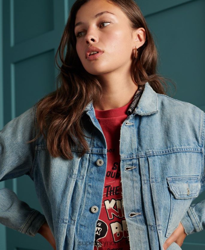 Superdry blå klær 86P46D3846 begrenset opplag tørr japansk arbeidsjakke kvinner