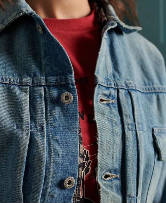 Superdry blå klær 86P46D3846 begrenset opplag tørr japansk arbeidsjakke kvinner