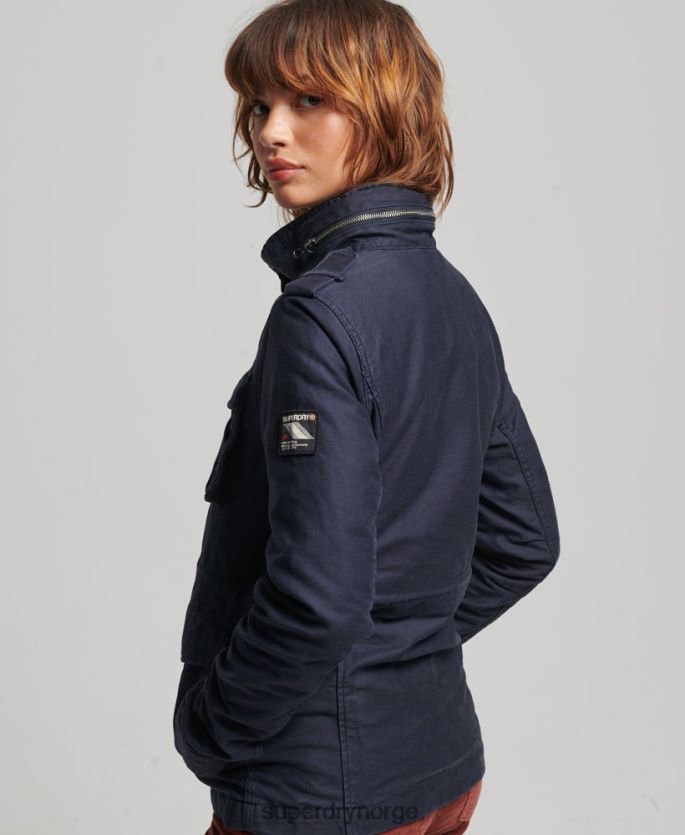 Superdry blå klær 86P46D5667 rookie borg foret militærjakke kvinner