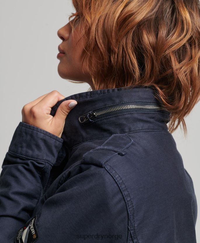 Superdry blå klær 86P46D5667 rookie borg foret militærjakke kvinner