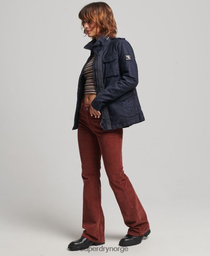 Superdry blå klær 86P46D5667 rookie borg foret militærjakke kvinner