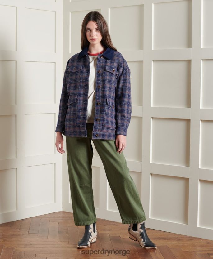 Superdry blå klær 86P46D5686 begrenset opplag tørr kort ulljakke kvinner