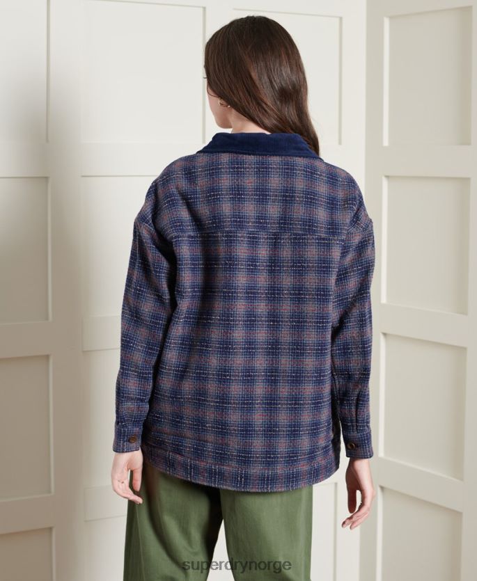 Superdry blå klær 86P46D5686 begrenset opplag tørr kort ulljakke kvinner