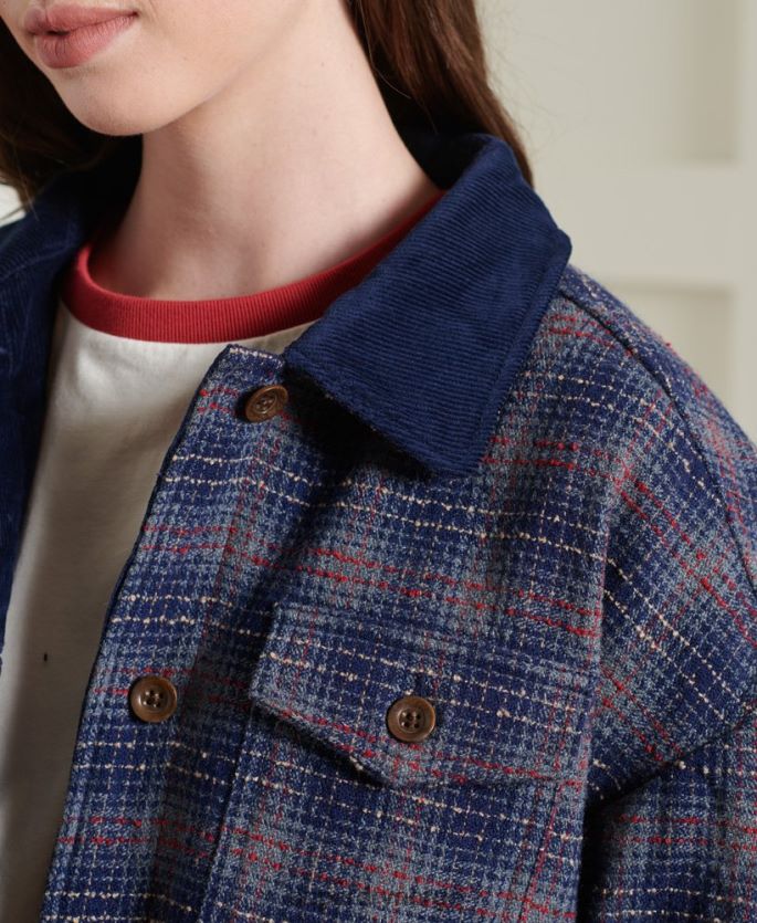 Superdry blå klær 86P46D5686 begrenset opplag tørr kort ulljakke kvinner