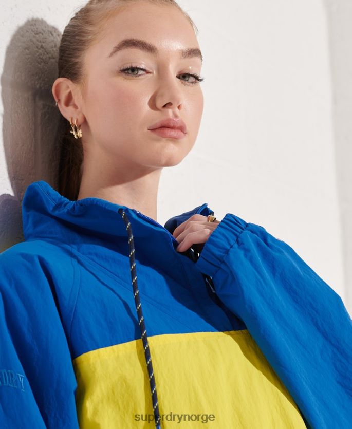 Superdry blå klær 86P46D5706 overhead beskåret treningsjakke kvinner
