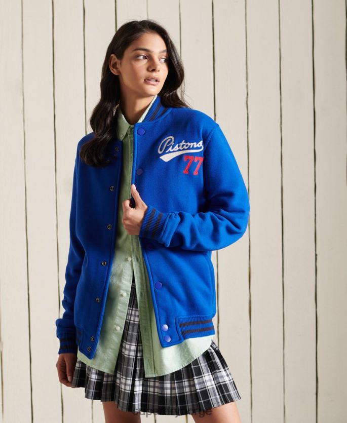 Superdry blå klær 86P46D5895 oversized college jersey bomberjakke kvinner