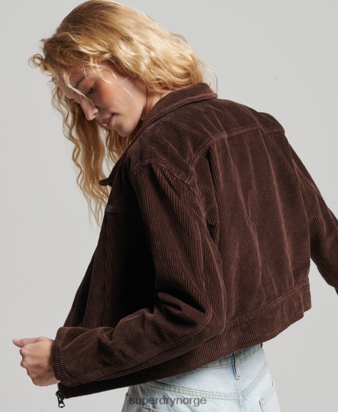 Superdry brun klær 86P46D1975 jakke med beskåret ledning kvinner