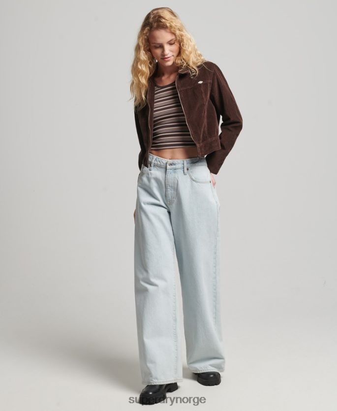 Superdry brun klær 86P46D1975 jakke med beskåret ledning kvinner