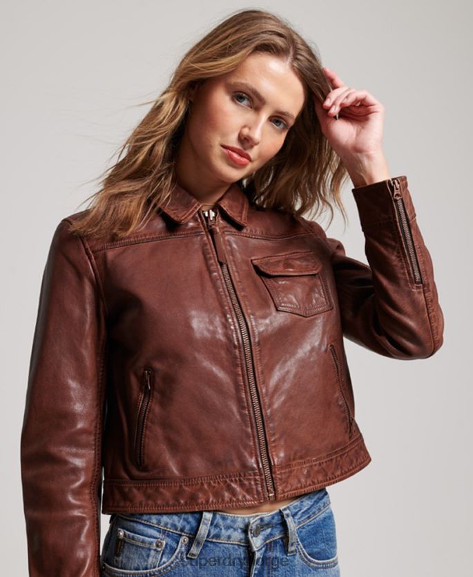 Superdry brun klær 86P46D3518 desert biker jakke kvinner