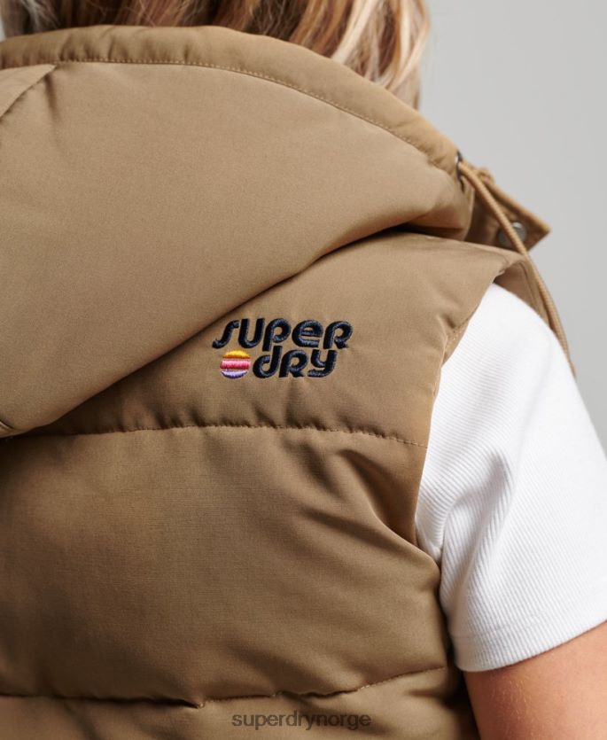 Superdry brun klær 86P46D3531 vintage hette everest gilet kvinner