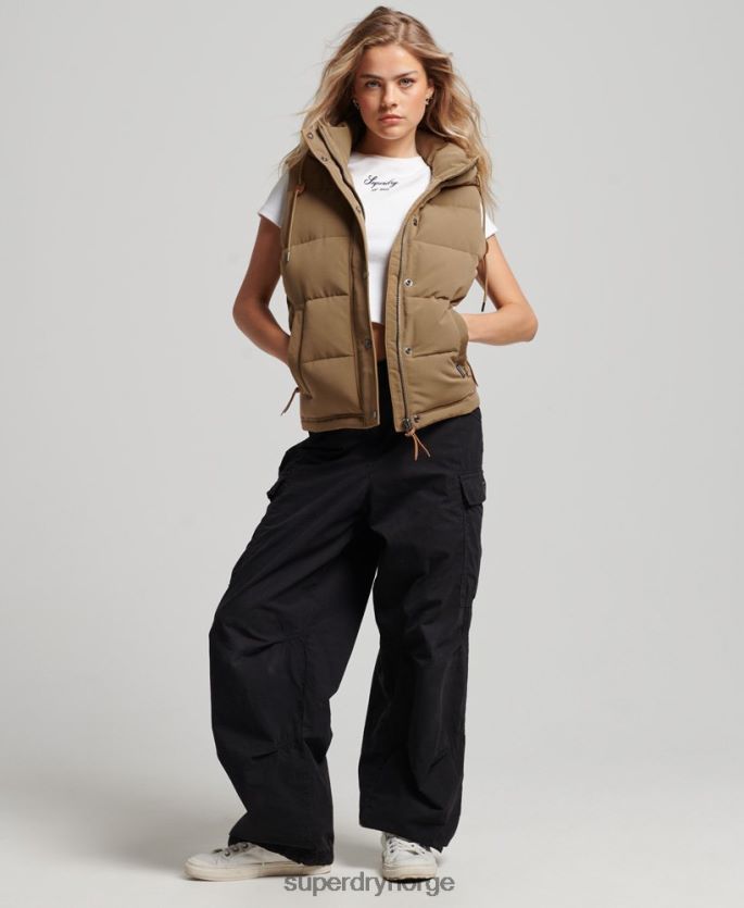 Superdry brun klær 86P46D3531 vintage hette everest gilet kvinner