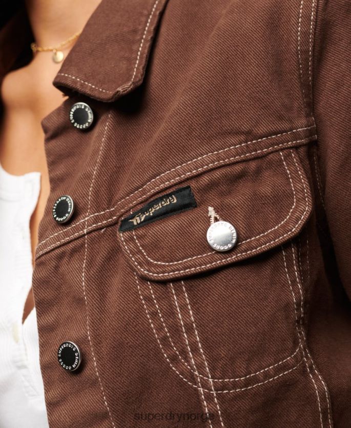 Superdry brun klær 86P46D3532 arbeidstøy cropped jakke kvinner