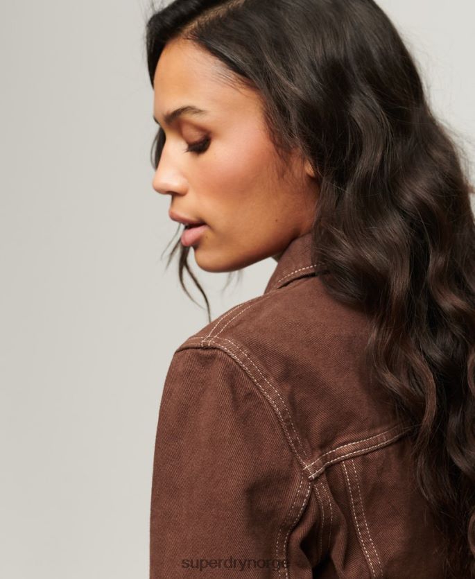 Superdry brun klær 86P46D3532 arbeidstøy cropped jakke kvinner