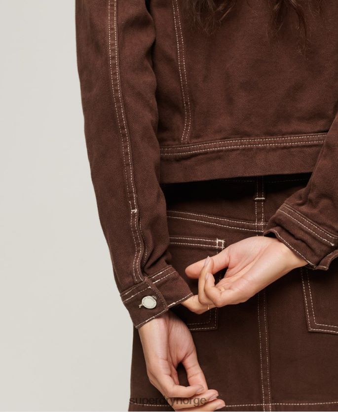 Superdry brun klær 86P46D3532 arbeidstøy cropped jakke kvinner