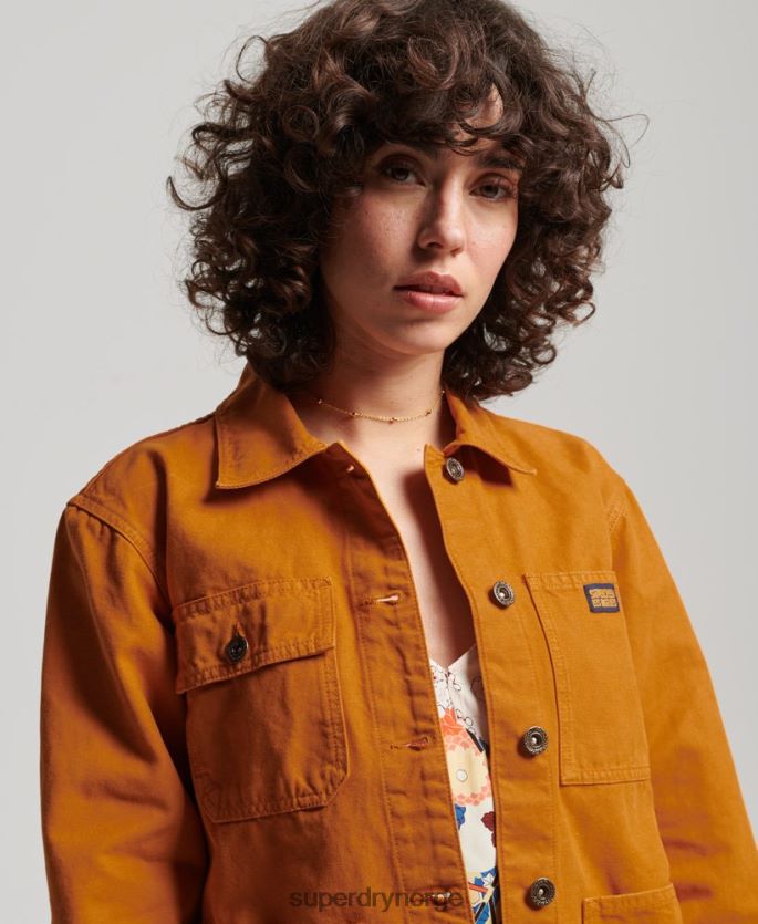 Superdry brun klær 86P46D3538 vintage chore jakke i økologisk bomull kvinner