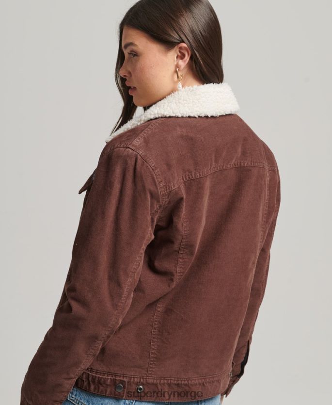 Superdry brun klær 86P46D3548 sherpa cord trucker jakke kvinner