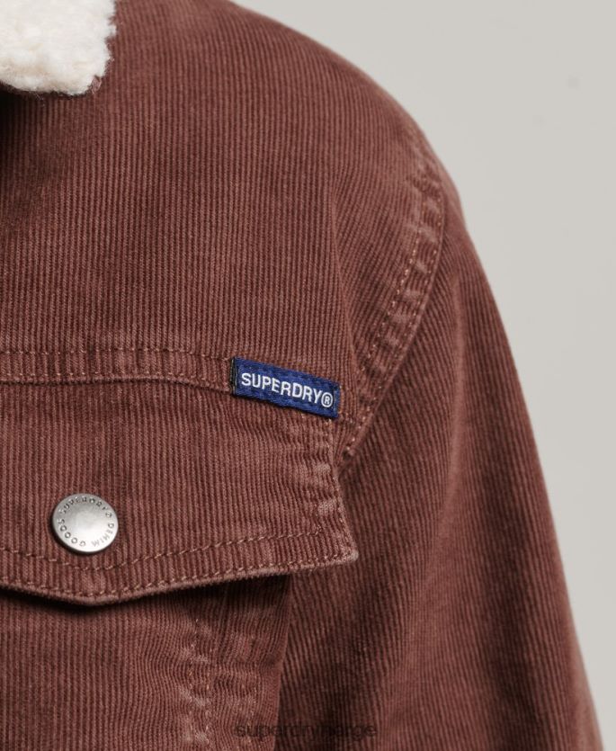 Superdry brun klær 86P46D3548 sherpa cord trucker jakke kvinner