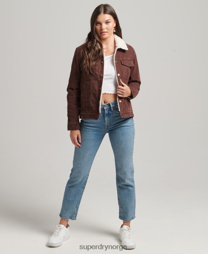 Superdry brun klær 86P46D3548 sherpa cord trucker jakke kvinner