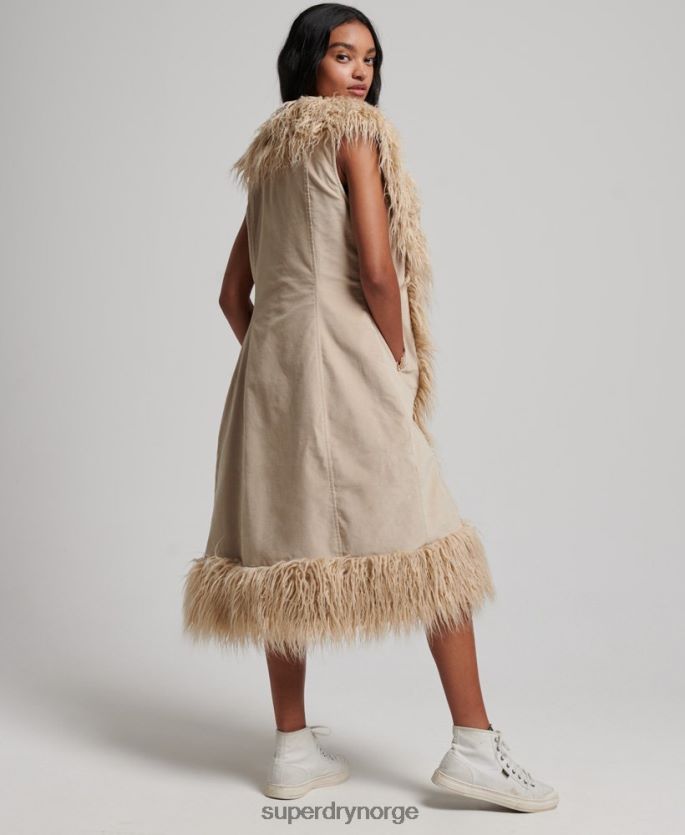 Superdry brun klær 86P46D3560 fuskepels afghansk lang vest kvinner