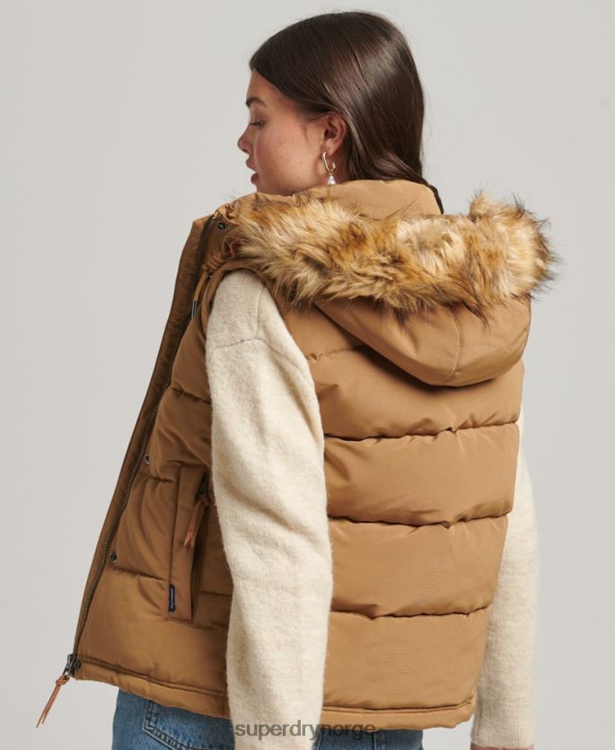 Superdry brun klær 86P46D3678 everest faux pels gilet kvinner