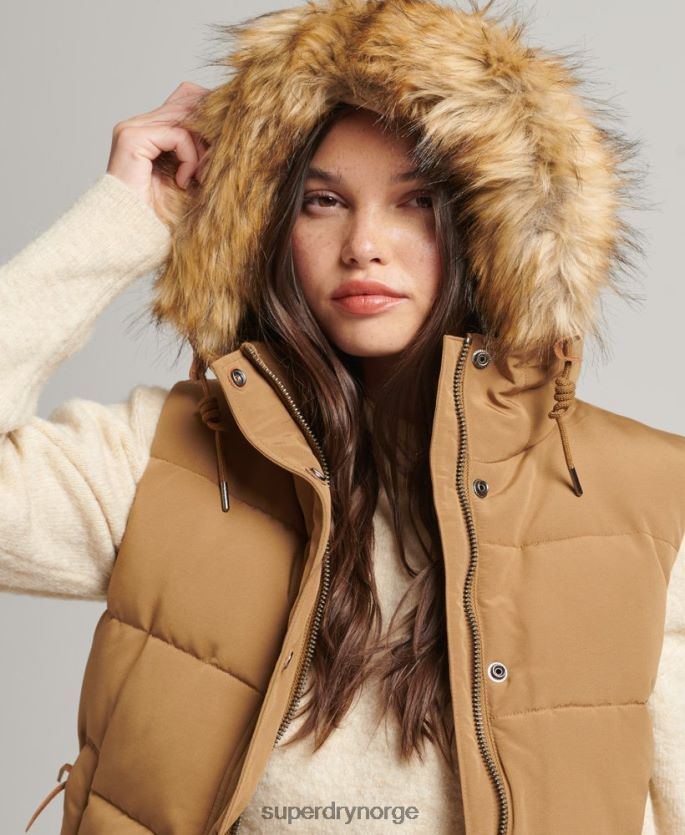 Superdry brun klær 86P46D3678 everest faux pels gilet kvinner