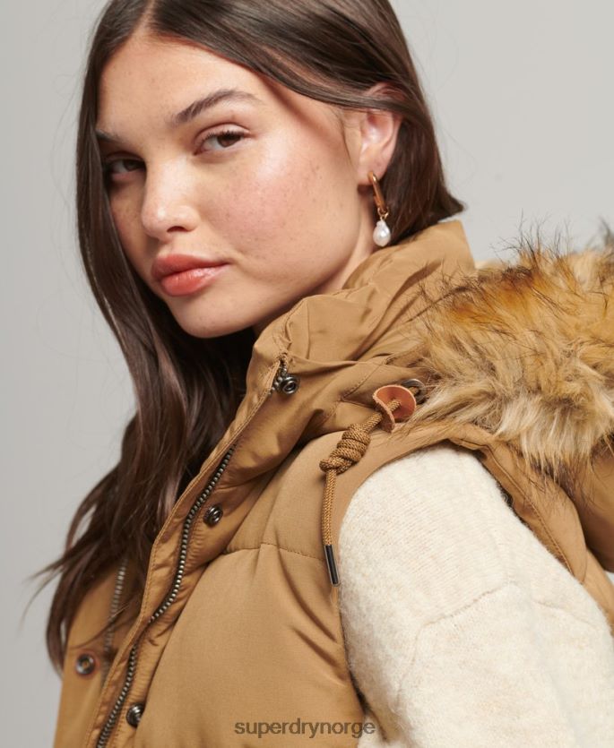Superdry brun klær 86P46D3678 everest faux pels gilet kvinner