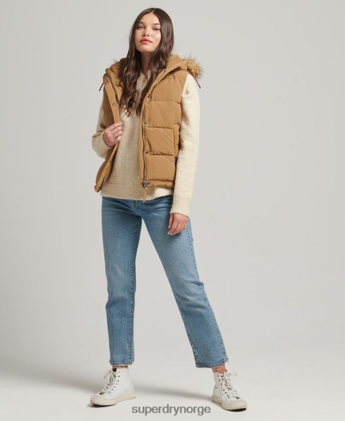 Superdry brun klær 86P46D3678 everest faux pels gilet kvinner