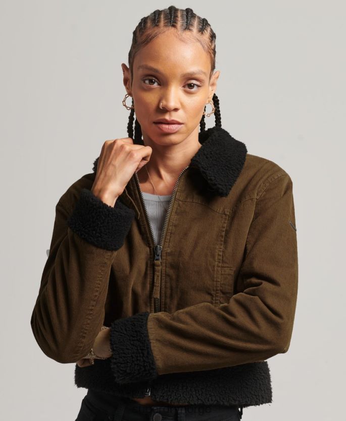 Superdry brun klær 86P46D5438 borg fôret indie-jakke kvinner