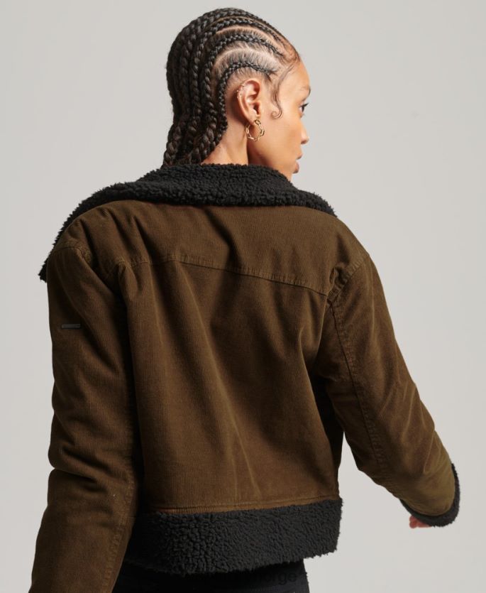 Superdry brun klær 86P46D5438 borg fôret indie-jakke kvinner
