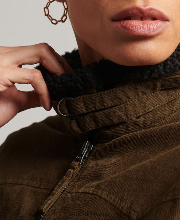 Superdry brun klær 86P46D5438 borg fôret indie-jakke kvinner