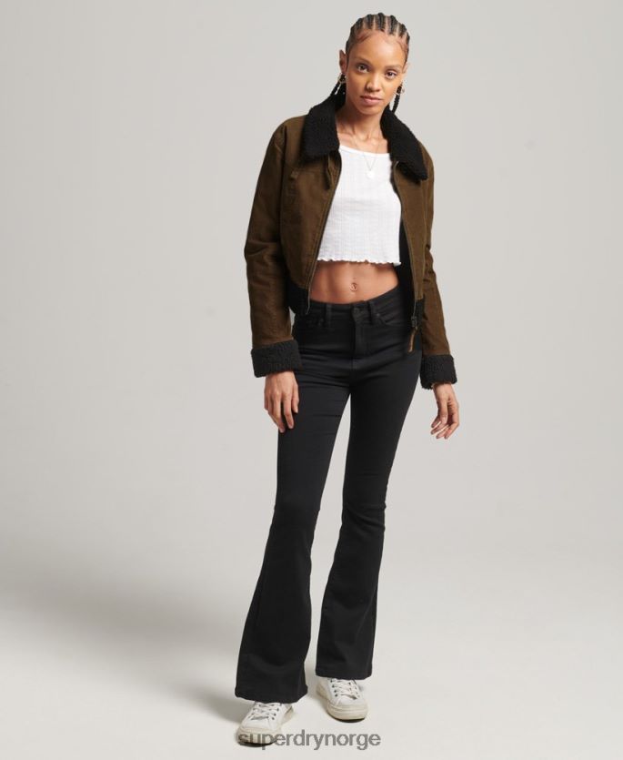 Superdry brun klær 86P46D5438 borg fôret indie-jakke kvinner