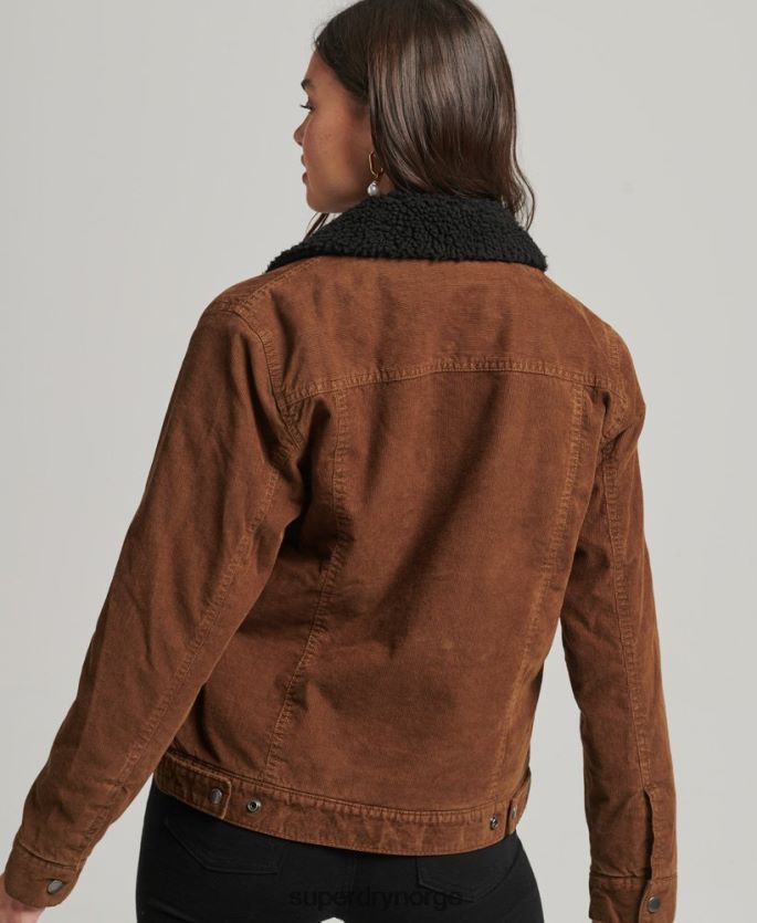 Superdry brun klær 86P46D5454 sherpa cord trucker jakke kvinner