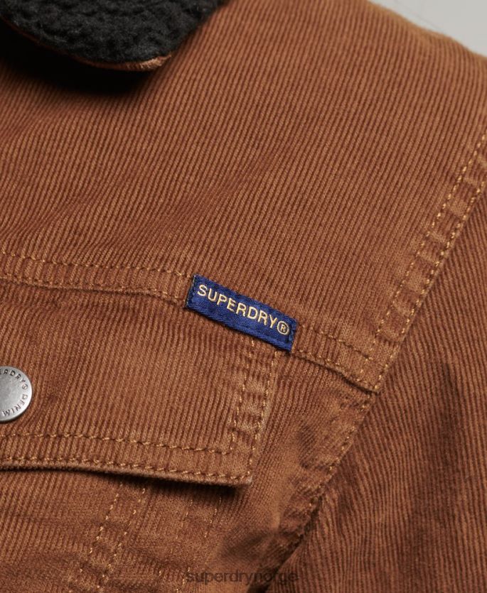 Superdry brun klær 86P46D5454 sherpa cord trucker jakke kvinner