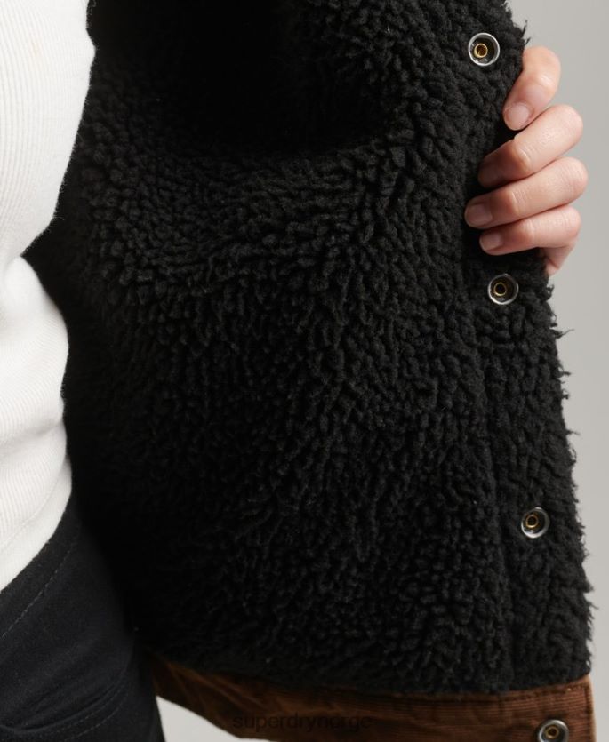 Superdry brun klær 86P46D5454 sherpa cord trucker jakke kvinner