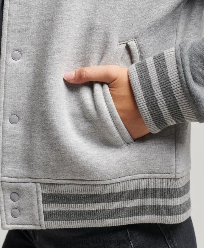 Superdry grå klær 86P46D3325 vintage logo jersey bomberjakke kvinner