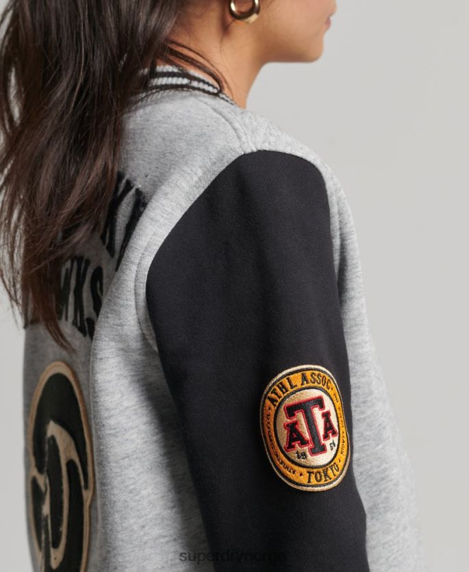 Superdry grå klær 86P46D3754 vintage collegiate baseball jersey bomberjakke kvinner