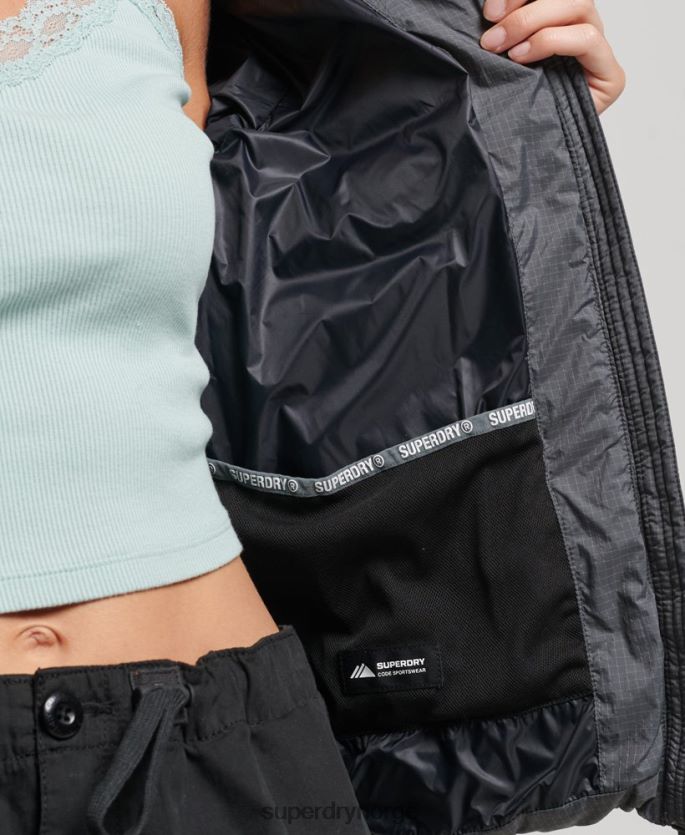 Superdry grå klær 86P46D5422 klassisk pufferjakke med logo kvinner