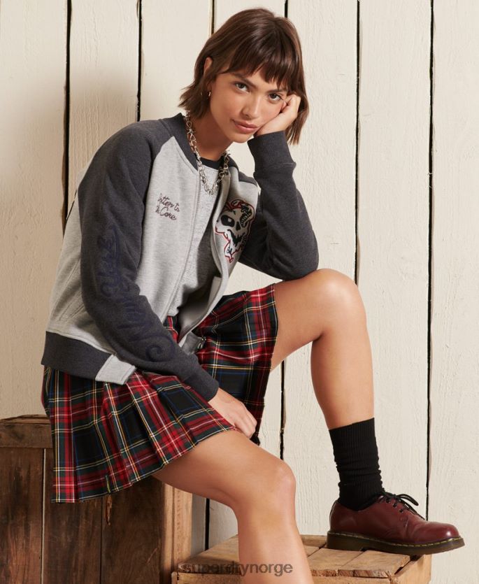 Superdry grå klær 86P46D5839 crossing lines jersey bomberjakke kvinner