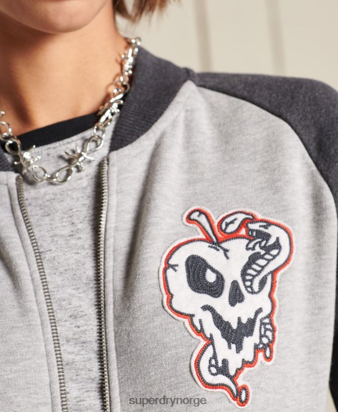 Superdry grå klær 86P46D5839 crossing lines jersey bomberjakke kvinner