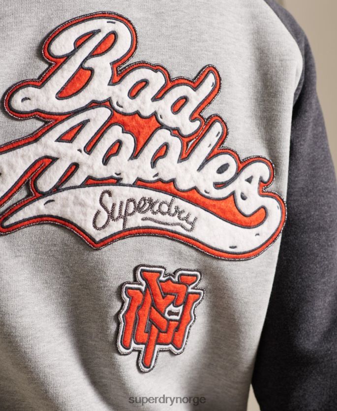 Superdry grå klær 86P46D5839 crossing lines jersey bomberjakke kvinner