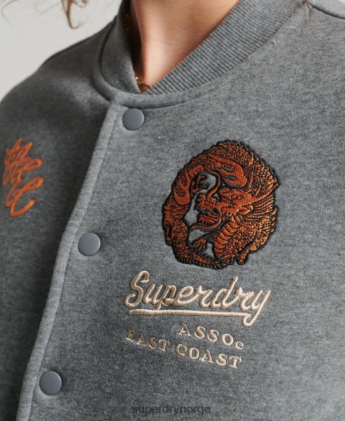Superdry grå klær 86P46D5881 collegiate bomberjakke i jersey kvinner